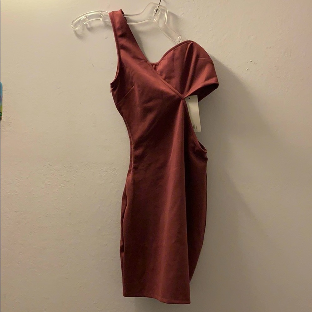 Burgundy One Shoulder Cut Out Bodycon Dress
